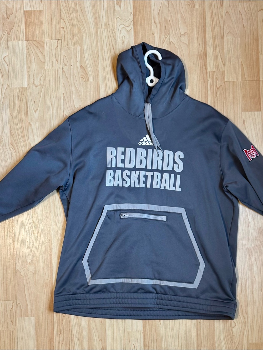 adidas Gray 'Redbirds Basketball' Hoodie Sweatshirt